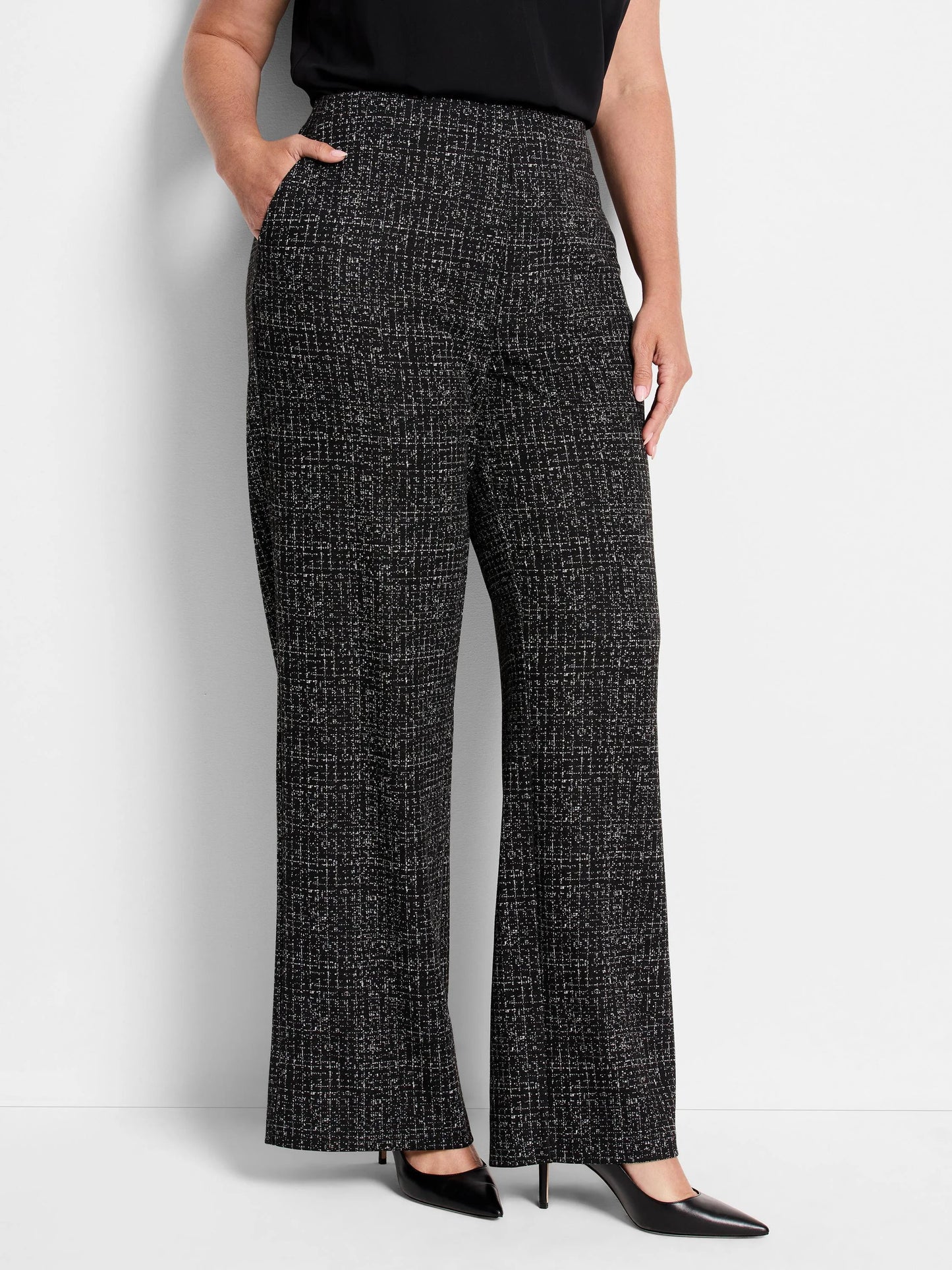 Lenox Wide-Leg Dotty Grid Pant