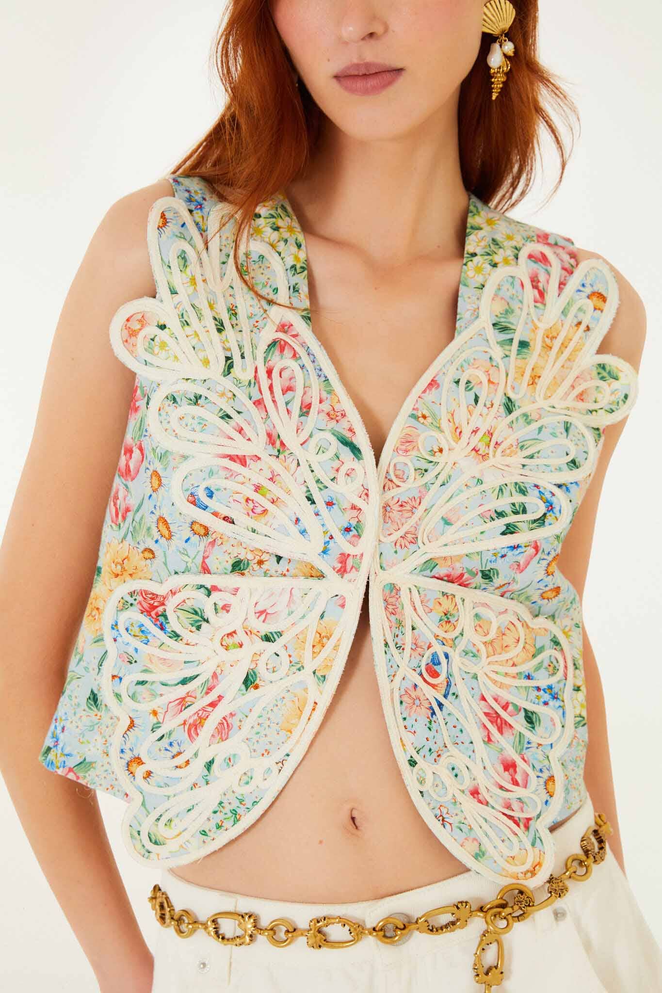 Multicolor Rendeira 3d Vest