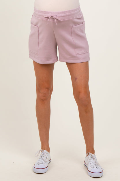 Light Pink Patch Pocket Maternity Shorts