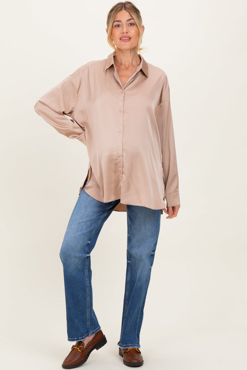 Blue Relaxed Straight Leg Maternity Jeans