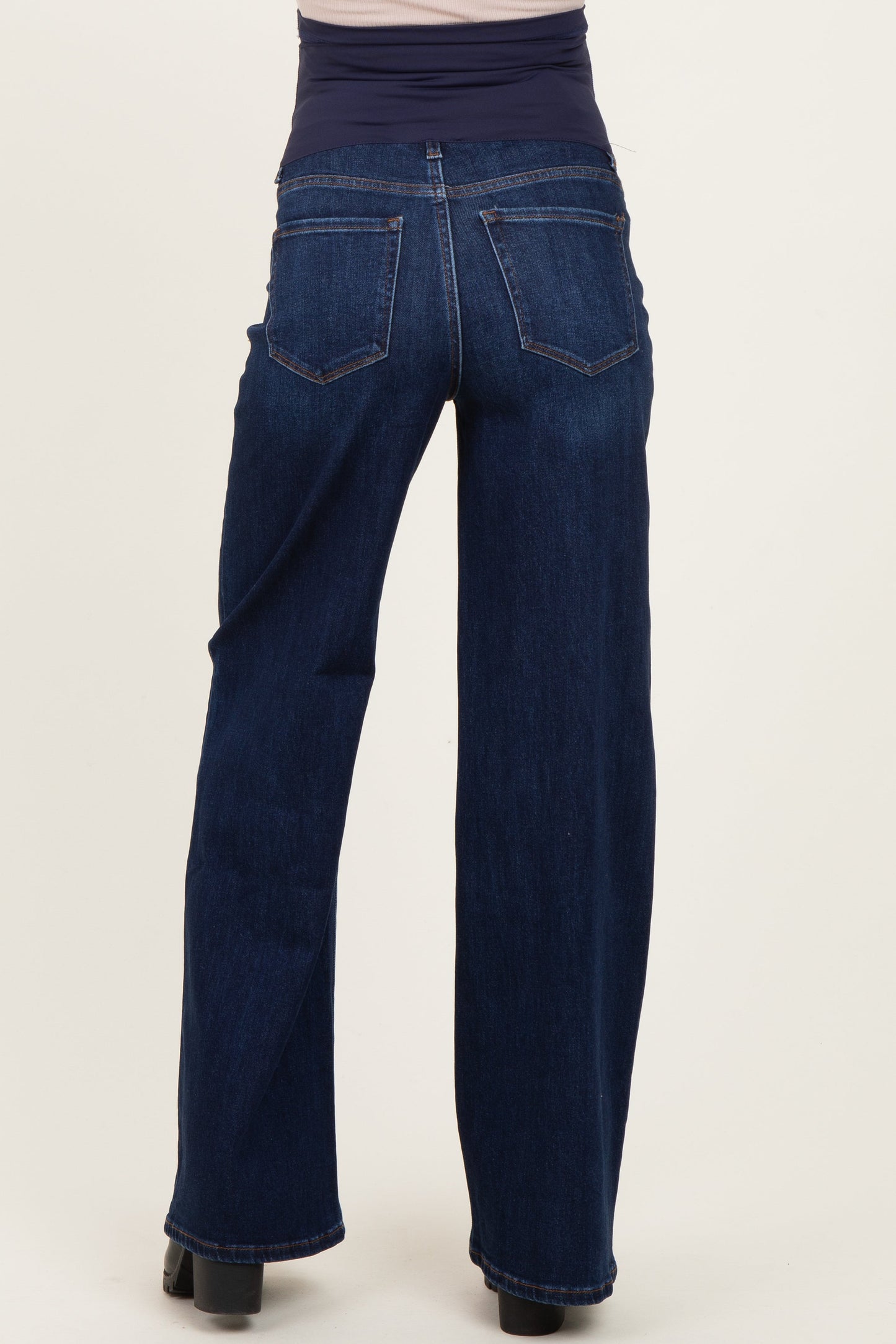 Navy Dark Wash Relaxed Wide Leg Maternity Jeans
