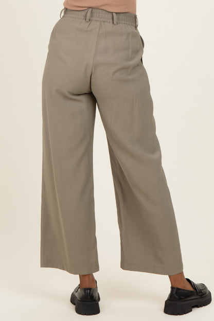 Olive Elastic Waistband Maternity Trousers