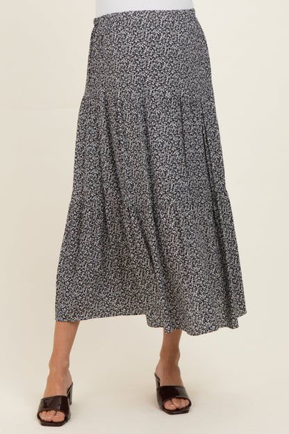 Black Floral Maternity Maxi Skirt