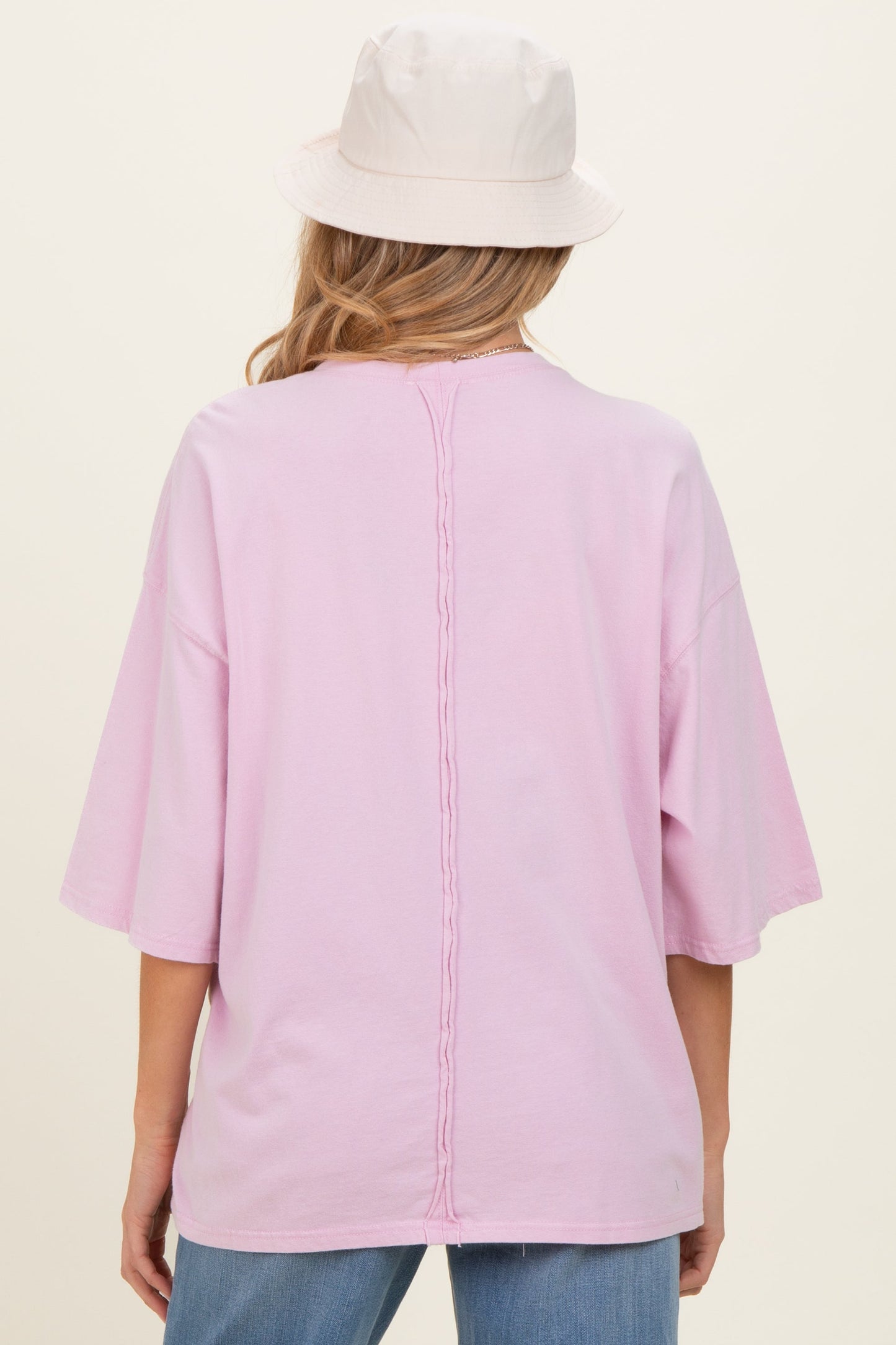 Pink Washed Oversized Crew Neck Maternity Top