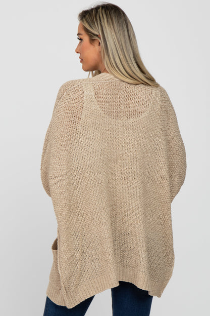 Beige Cuff Sleeve Maternity Cardigan