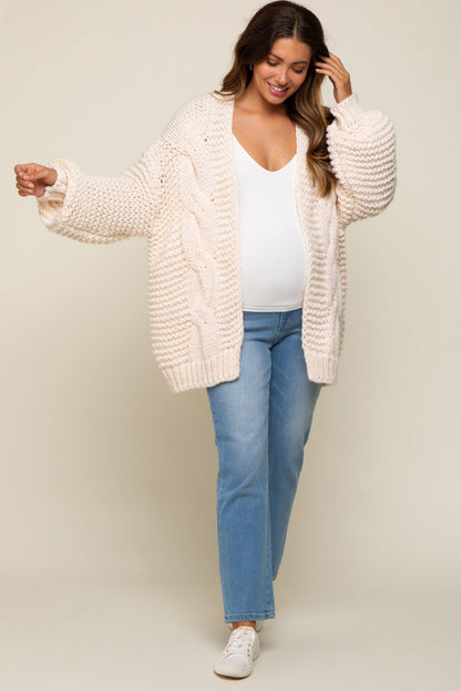 Cream Chunky Knit Maternity Cardigan
