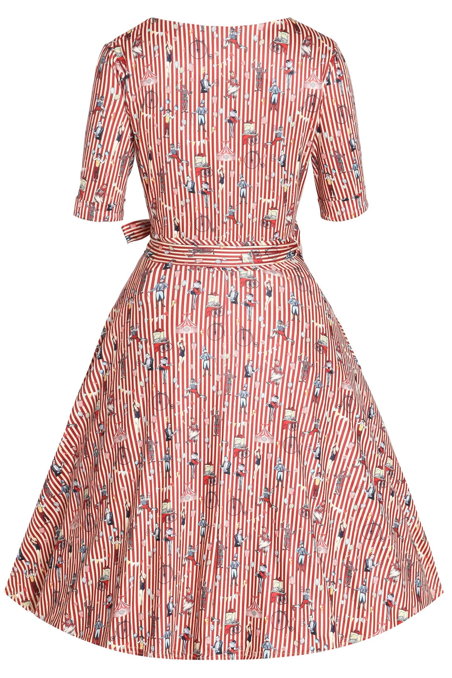 Matilda Circus Red Striped Wrap Dress