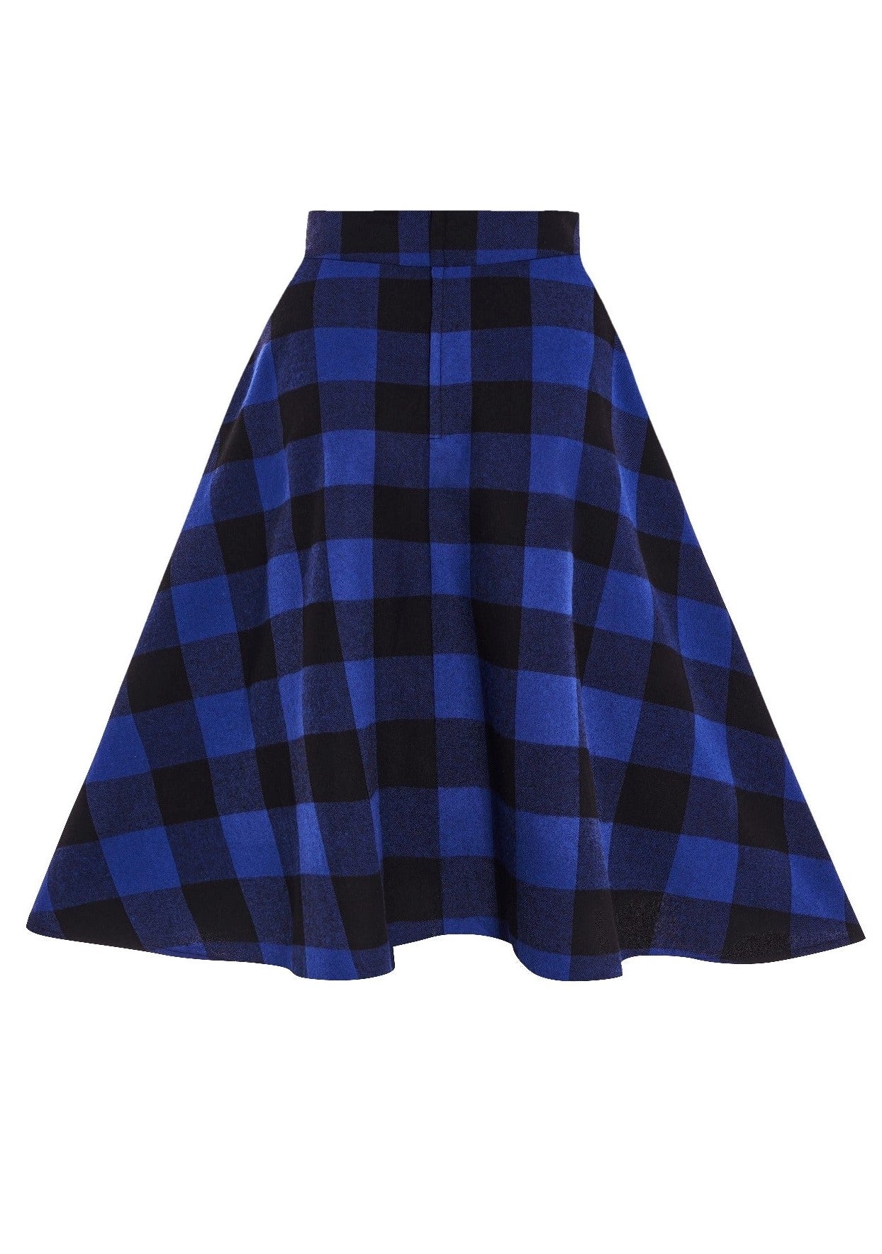 Joyce Flared Check Skirt in Blue/Black