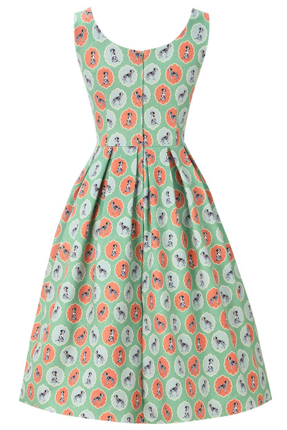 Amanda Dalmatian Flared Dress In Green