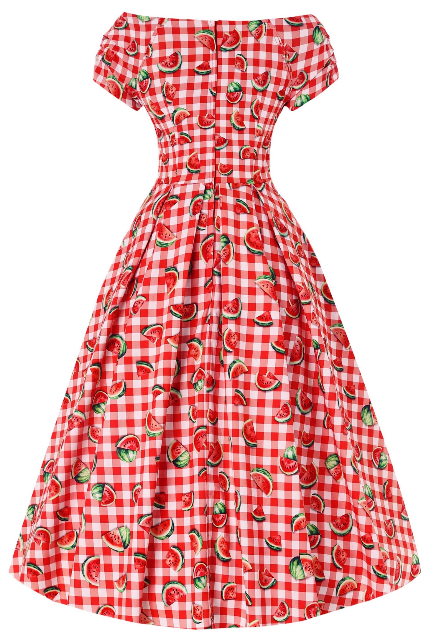 Lily Watermelon Gingham Off Shoulder Dress