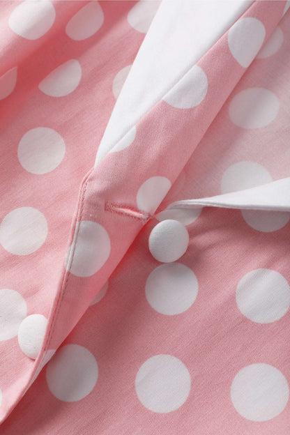 Mollie Light Pink Polka Dot Full Circle Shirt Dress