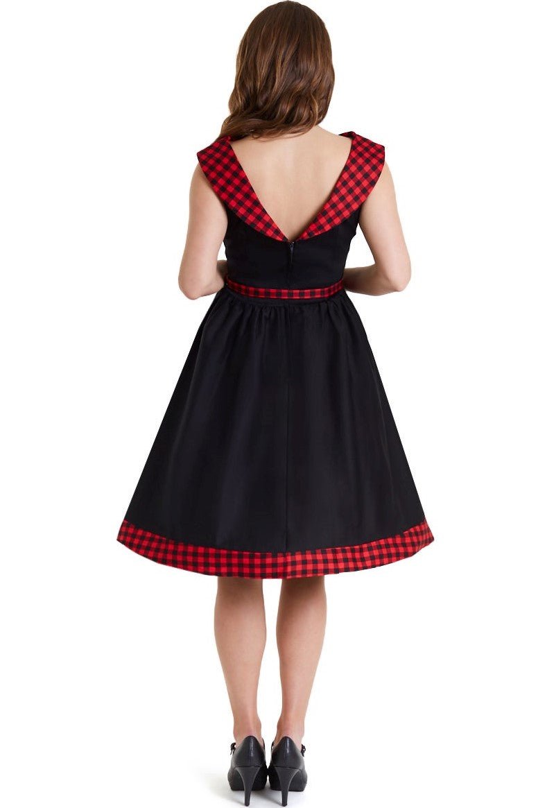 Cindy Retro Dress in Black and Red Checkered