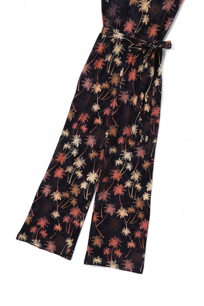 Brigitte Brown Palm Print Jumpsuit
