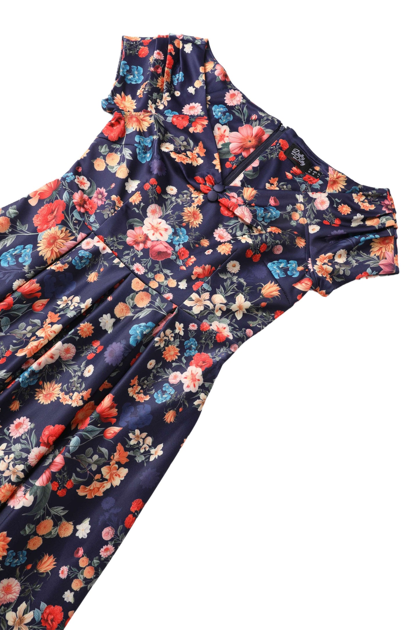 Lily Blue Botanical Floral Off Shoulder Dress