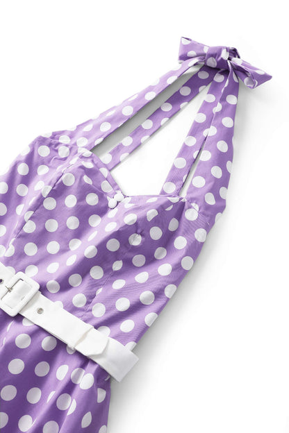 Daisy Lilac Polka Dot Halter Dress