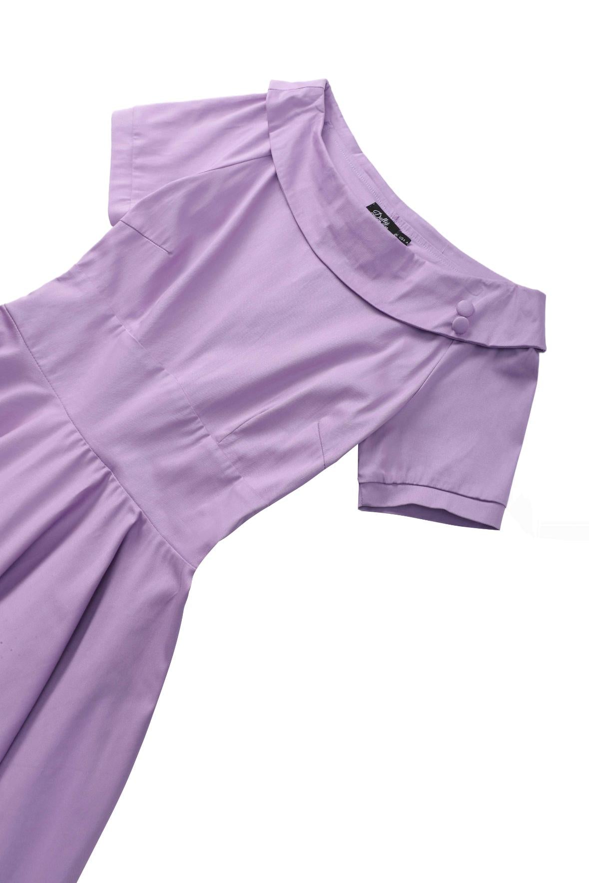 Darlene Lilac Roll Collar Circle Dress