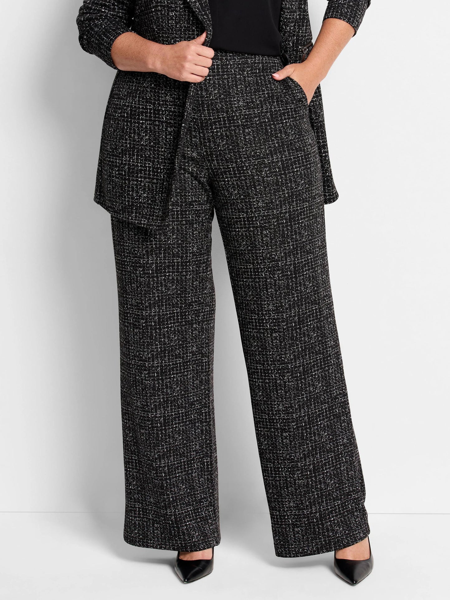 Lenox Wide-Leg Dotty Grid Pant