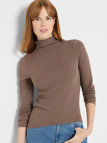 Perfect Knit Rib Long Sleeve Mock Tee