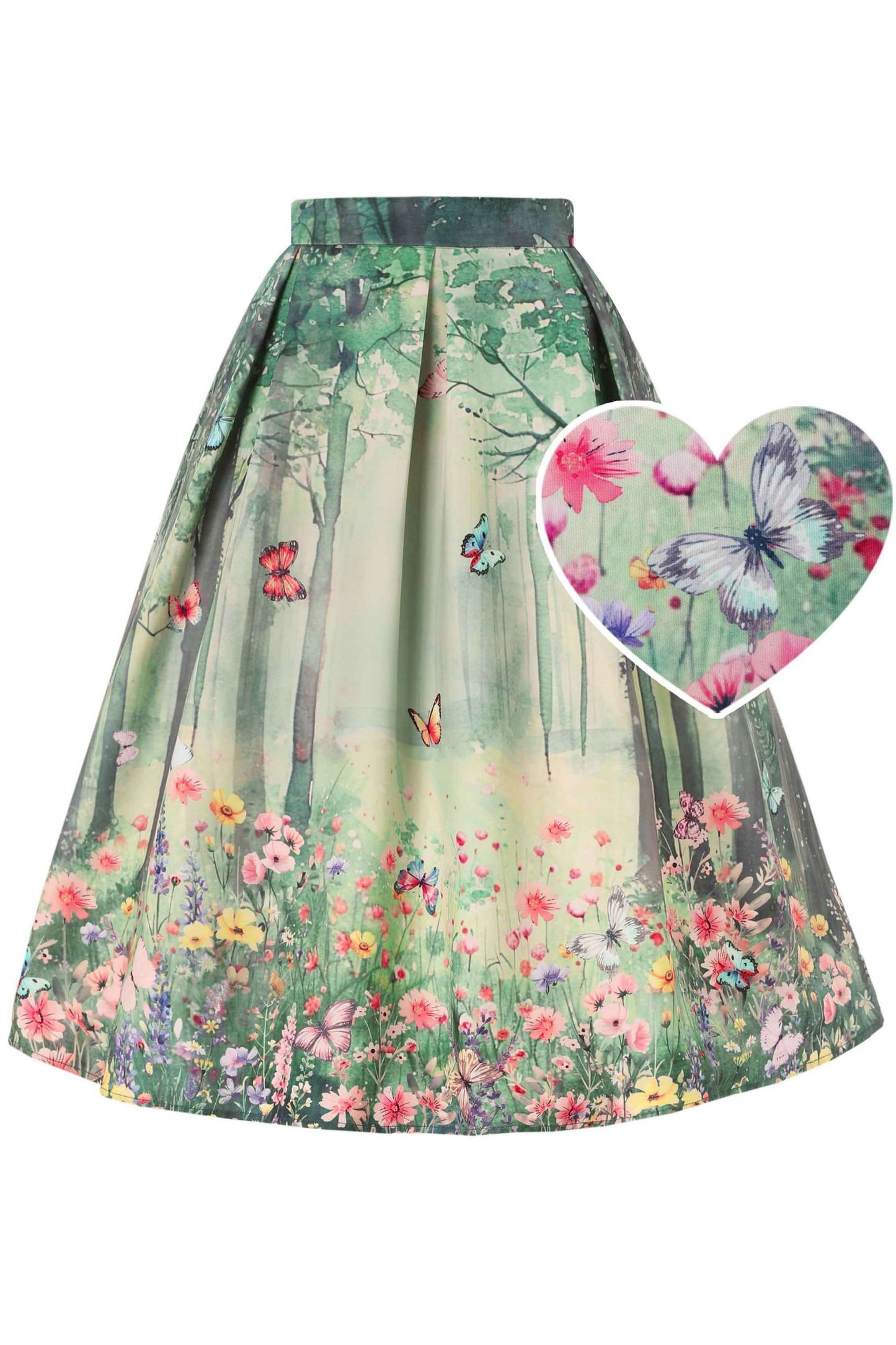Aisley Butterfly Forest Box Pleated Skirt