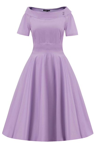 Darlene Lilac Roll Collar Circle Dress