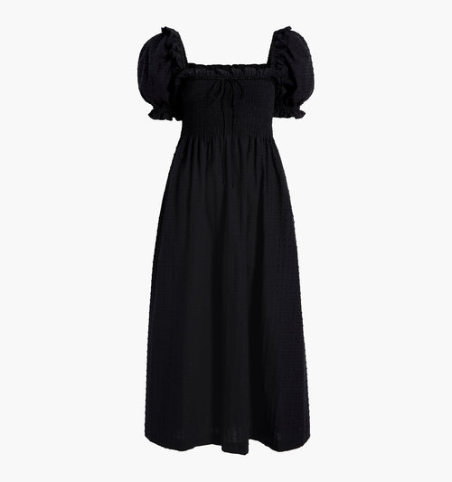 The Scarlett Nap Dress - Black Textured Clip Dot