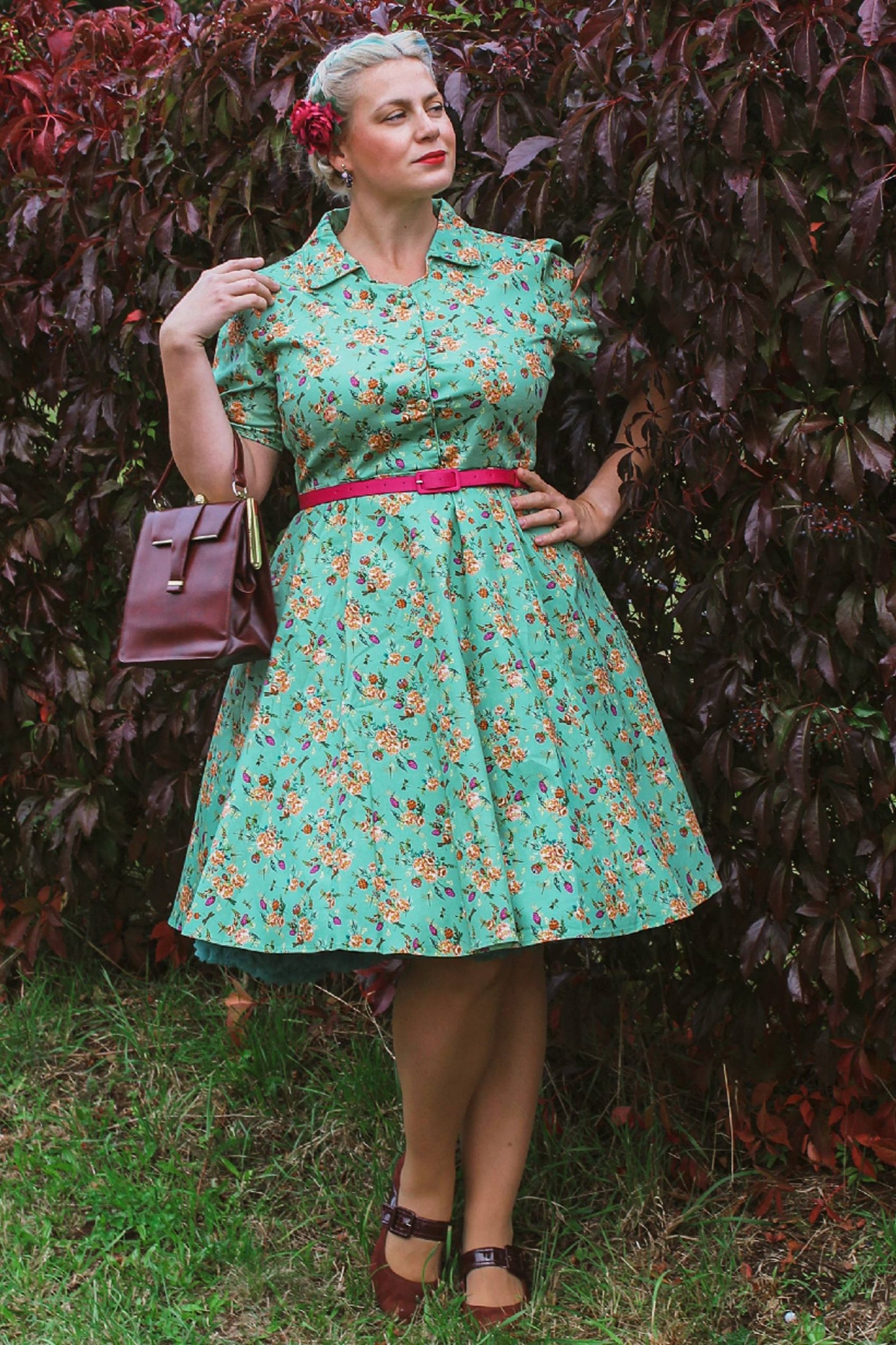 Penelope Mint Green Floral Shirt Dress