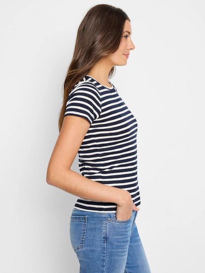 NZT Short Sleeve Stripe Crew Neck Tee