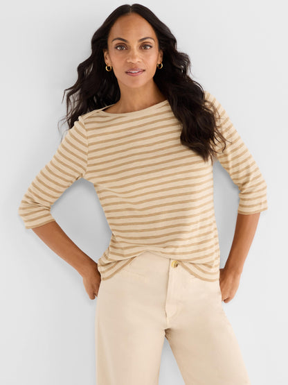 NZT 3/4 Sleeve Stripe Envelope Boat Tee