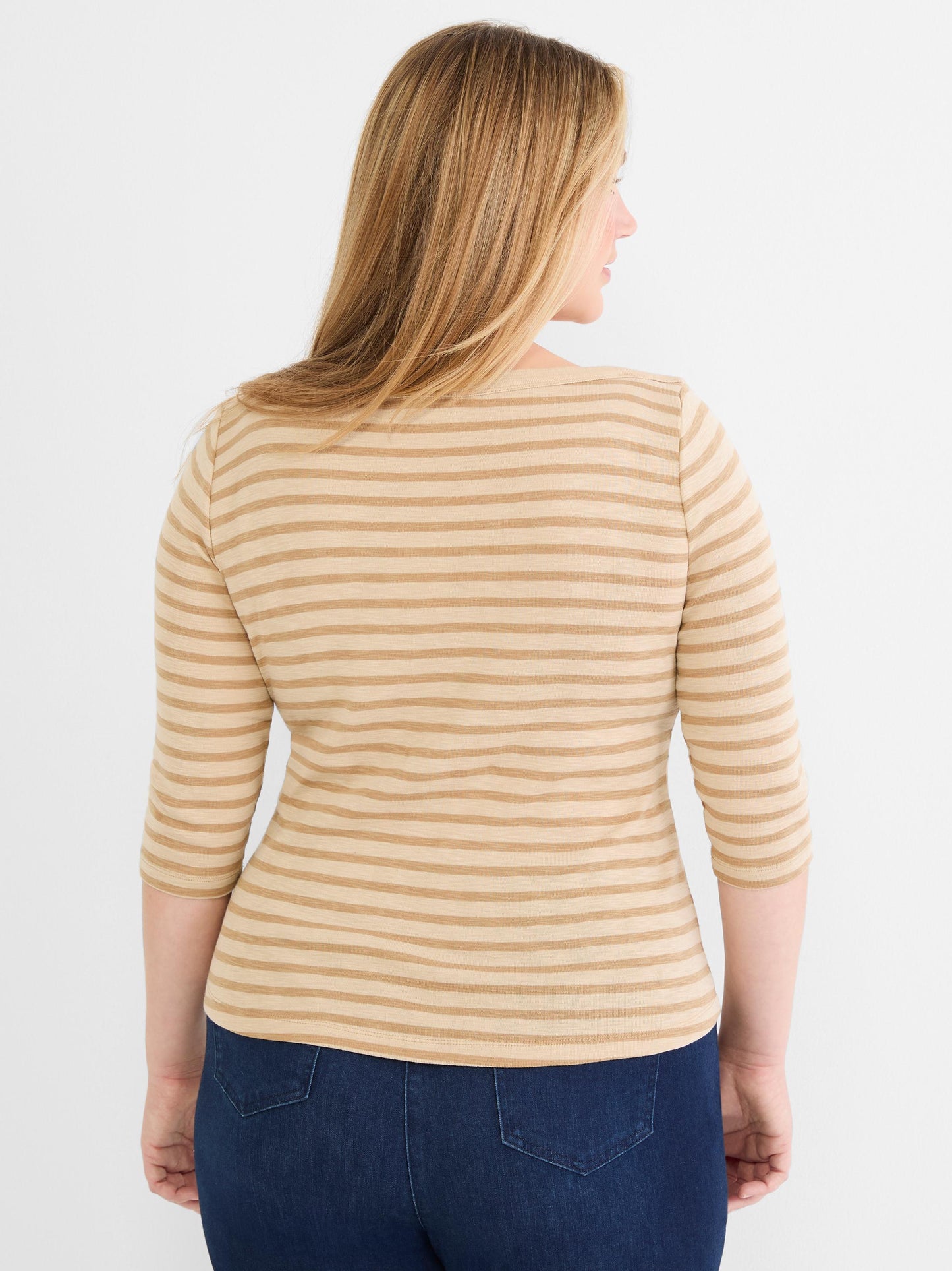 NZT 3/4 Sleeve Stripe Envelope Boat Tee