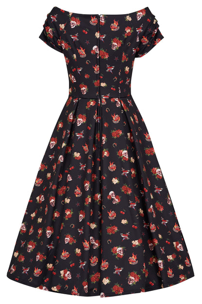 Lily Off Shoulder Rockabilly Circle Dress