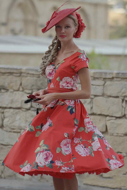 Lily Red Rose Off Shoulder Midi Dress