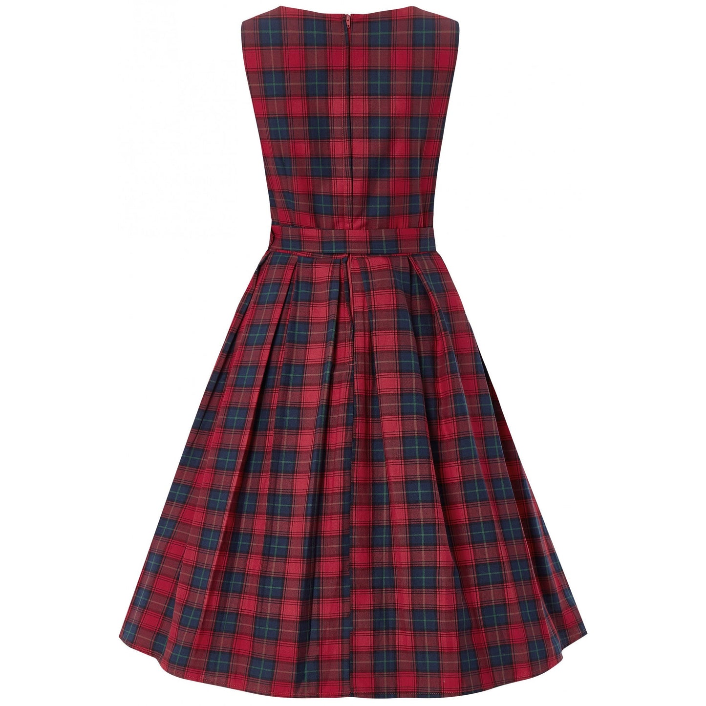 Annie Retro Check Swing Dress in Red-Blue