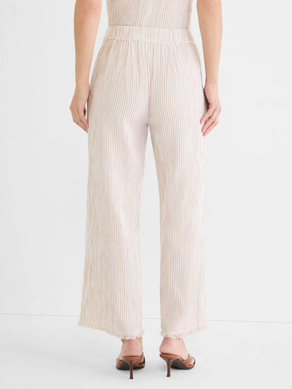 Pinstripe Gauze Wide Leg Ankle Pant