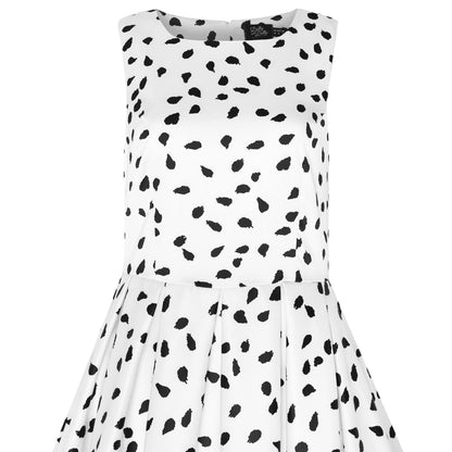 Annie Swing Dress in White with Painted Dots