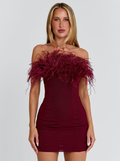 Shona Mini Dress Burgundy