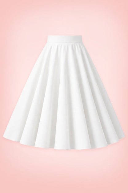 Maisie White Full Circle Midi Skirt
