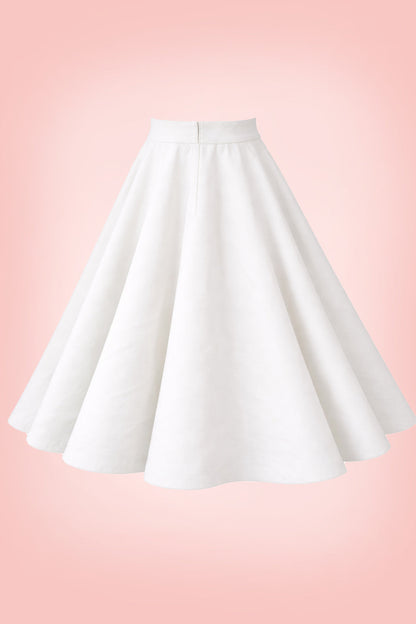 Maisie White Full Circle Midi Skirt