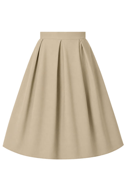 Aisley Beige Plain Pleated Skirt