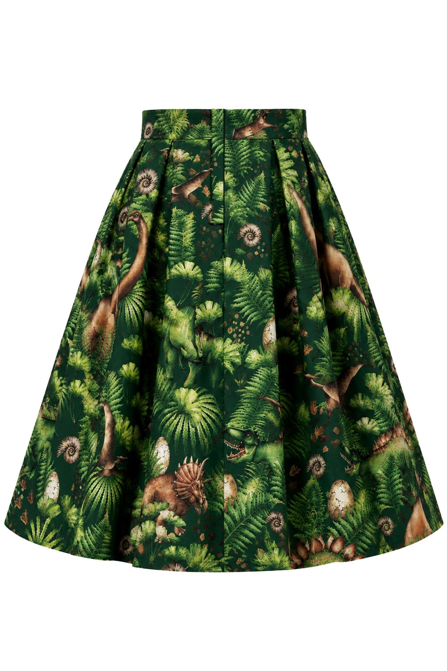 Aisley Green Dinosaur Pleated Skirt