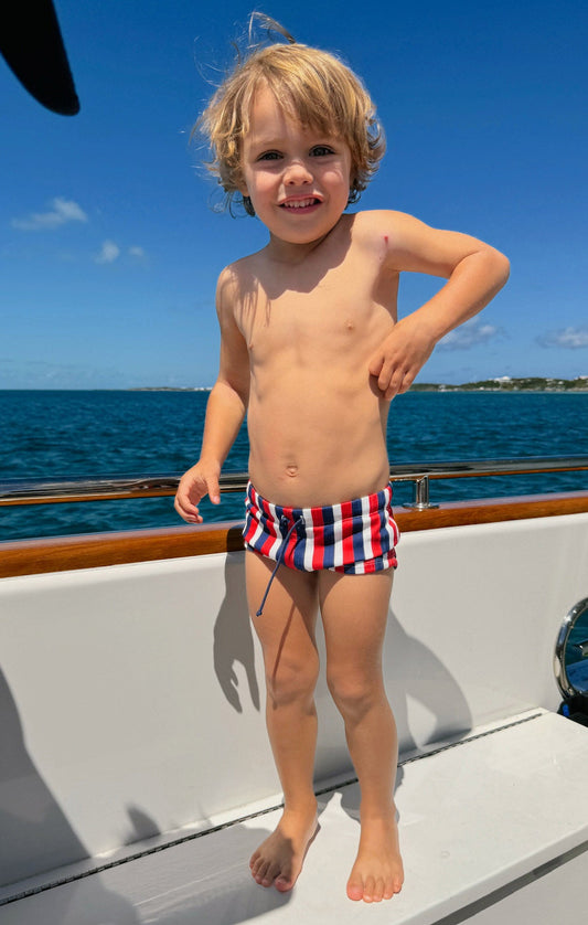 Lil Dude Shorts ~ Americana Stripe Micro Rib