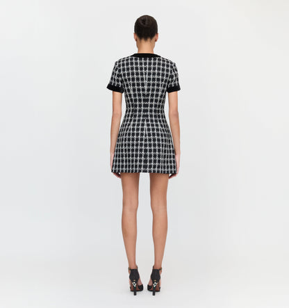 The Allegra Dress - Black and White Tweed