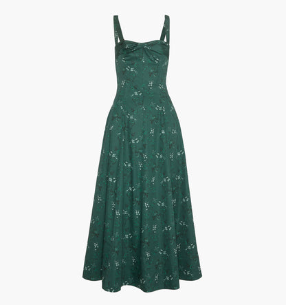 The Jude Dress - Green Scallop Bow Chintz