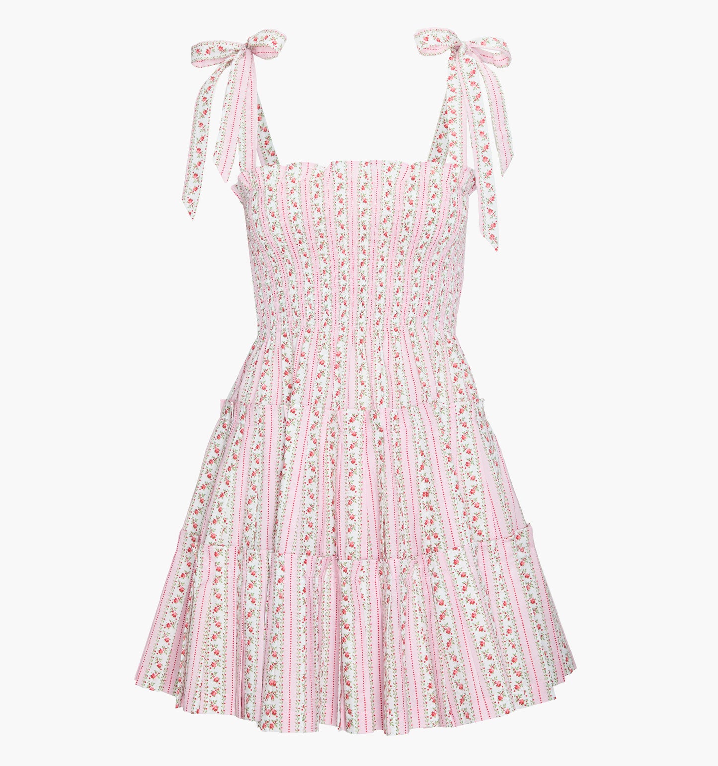 The Ribbon Charlotte Nap Dress - Pink Floral Dot Stripe