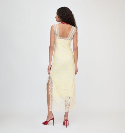 The Alba Dress - Yellow Trailing Lace