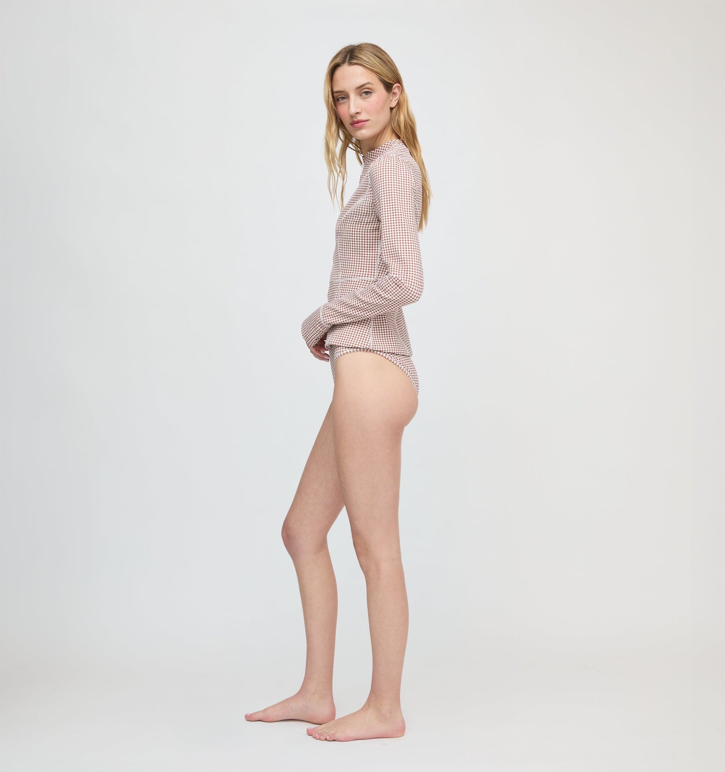 The Alexia Rashguard - Cognac Gingham