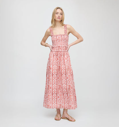 The Azalea Maxi Nap Dress - Coral Corsica Paisley