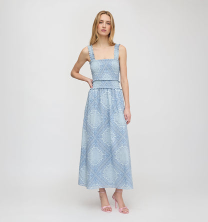 The Azalea Maxi Nap Dress - Dusty Blue Paisley Scarf