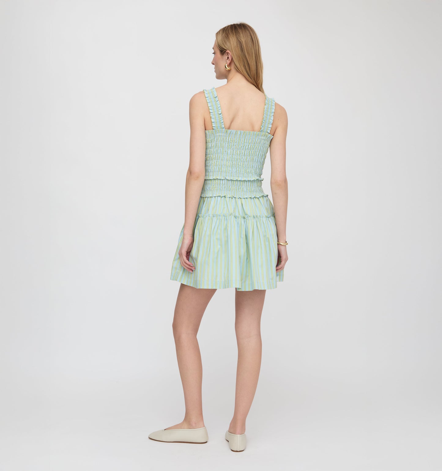 The Azalea Mini Nap Dress - Blue/Green Stripe