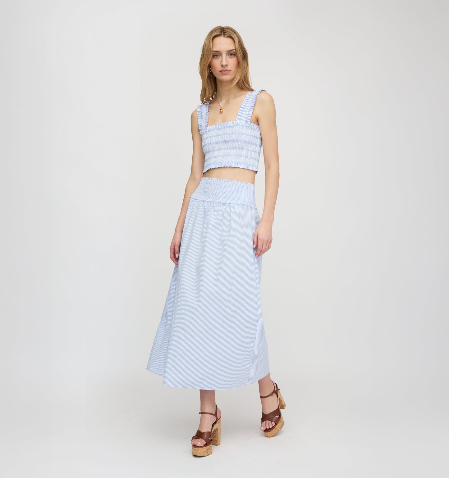 The Delphine Nap Skirt - Blue/White Stripe