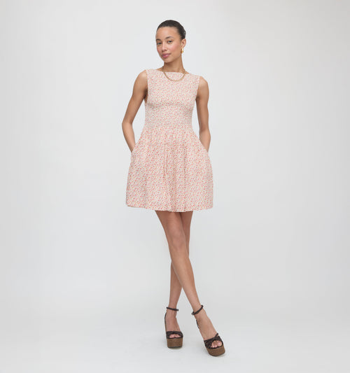 The Cosima Mini Nap Dress - Ivory Geo Ditsy